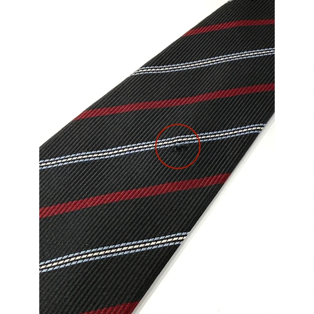 Brioni Black Red White Stripe‎ Silk Necktie 3.5